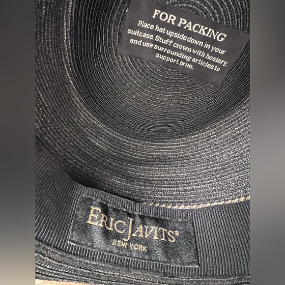 Eric Javits - Black Fedora with Tan Patterned Band - UPF 50+ - Picture 6 of 7